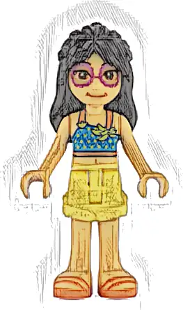 Friends Liann - Dark Azure Top, Bright Light Yellow Shorts, Reddish Orange Sandals