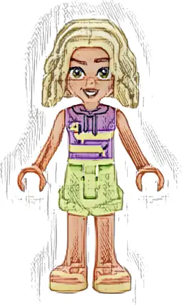 Friends Nova - Medium Lavender Sleeveless Hoodie with Dachshund, Yellowish Green Shorts, Bright Light Yellow Sandals