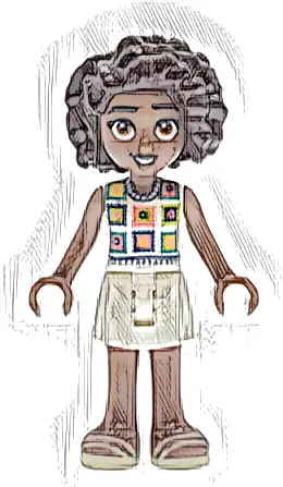 Friends Aliya - White Crochet Top, White Skirt, Tan Sandals