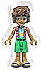 Minifigurka LEGO® frnd0836 Friends Leo - Coral and Magenta Checkered Sleeveless Shirt, Bright Green Shorts, Dark Blue Sandals