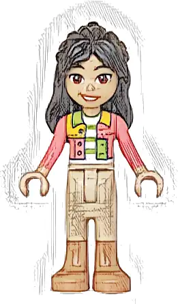 Friends Liann - Coral Patchwork Jacket, Tan Trousers with Medium Nougat Boots