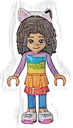 Gabby - Striped Shirt, Layered Skirt over Blue Leggings