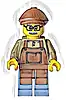 Minifigurka LEGO® hol328 Lodge Owner - Male, Dark Tan Shirt with Reddish Brown Apron, Sand Blue Legs, Reddish Brown Flat Cap, Moustache, Glasses