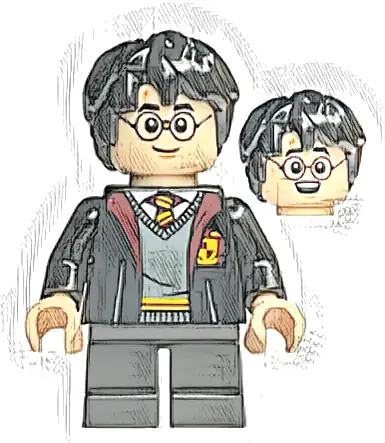 Harry Potter - Gryffindor Robe Open, Black Short Legs, Grin / Open Mouth Smile