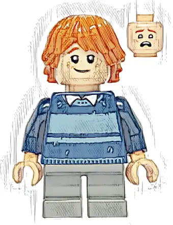 Ron Weasley - Dark Blue Striped Sweater, Dark Bluish Gray Short Legs