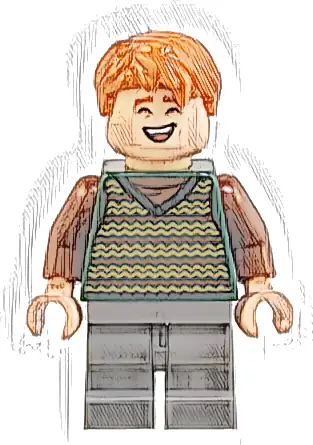 George Weasley - Dark Green Striped Sweater Vest, Dark Bluish Gray Medium Legs