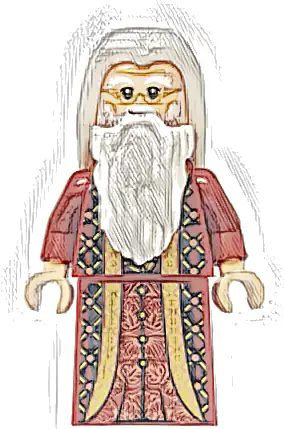 Albus Dumbledore - Dark Red Robe with Gold Hem, White Hair