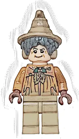 Professor Pomona Sprout - Dirty Cloak, Dark Green Holly Brooch, Dark Tan Legs