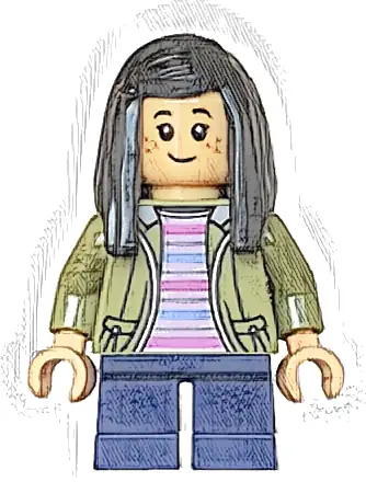 Cho Chang - Olive Green Jacket, Dark Blue Short Legs