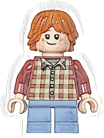 Ron Weasley - Dark Red Plaid Shirt, Sand Blue Short Legs