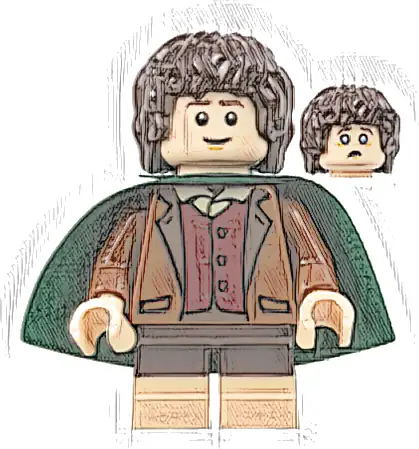 Frodo Baggins - Reddish Brown Jacket, Light Nougat Feet, Dark Green Cape
