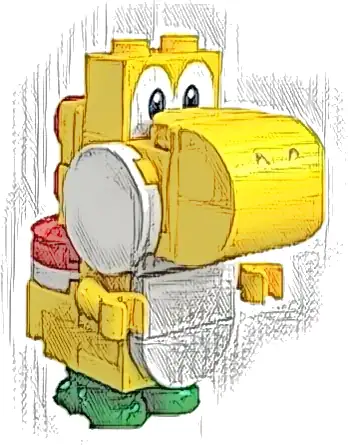 Minifigurka LEGO® mar0111 Yellow Yoshi - White Tile, Round 1 x 2 Half on Front