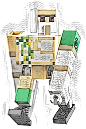 Iron Golem - Brick and Pin Arm Attachments, Black Feet