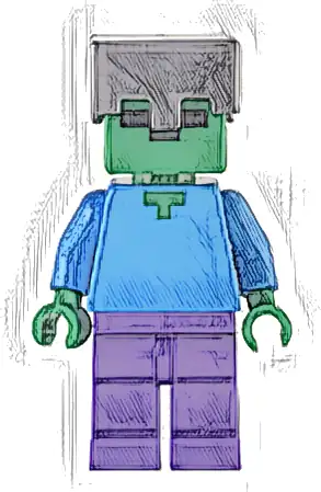 Zombie - Dark Purple Legs, Flat Silver Helmet