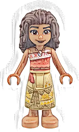 Moana (Sienna) - Mini Doll, Coral and White Strapless Top, Tan Long Skirt with Dark Tan Hems, Dark Brown Hair