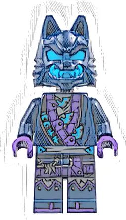 Wolf Mask Claw Warrior - Dark Blue and Dark Azure Mask, Neck Bracket