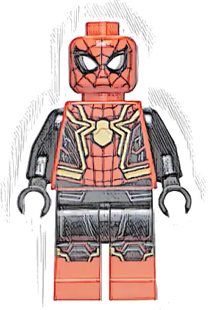 Spider-Man - Black and Red Suit, Large Gold Spider, Gold Knee Trim (Integrated Suit)