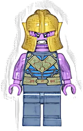 Minifigurka LEGO® sh0906 Thanos - Dark Blue Legs Plain, Medium Lavender Arms, Pearl Gold Helmet