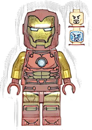 Minifigurka LEGO® sh0910 Iron Man - Dark Red and Gold Armor, Round Arc Reactor, Pearl Gold Arms, One Piece Helmet