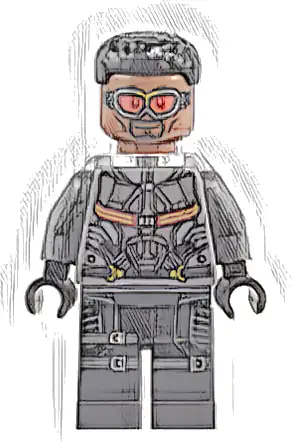 Falcon - Dark Bluish Gray and Black Suit, Printed Legs