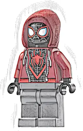 Minifigurka LEGO® sh0943 Spider-Man (Miles Morales) - Dark Red Hood, Dark Bluish Gray Legs