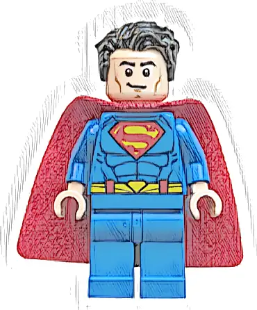 Superman - Blue Suit, Spongy Cape, Tousled Hair, Closed Mouth / Red Eyes