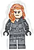 Minifigurka LEGO® sh1012 Black Widow - Black Jumpsuit, Dark Orange Mid-Length Hair, Printed Legs, Black Hands, Dark Brown Eyebrows