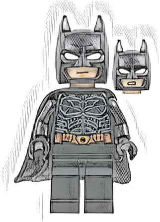 Batman - Black Suit with Copper Belt, Cowl with White Eyes, Flexible Rubber Cape