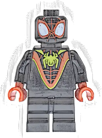 Spider-Man (Miles 'Spin' Morales) - Black Medium Legs, Lime Spider Logo