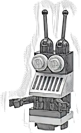 Classic Space Droid - Round Plate Base, Light Bluish Gray and Black