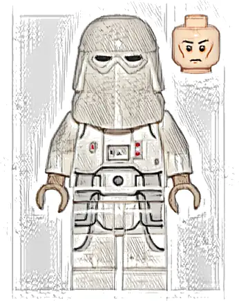 Snowtrooper, Printed Legs, Dark Tan Hands, Cheek Lines, Frown