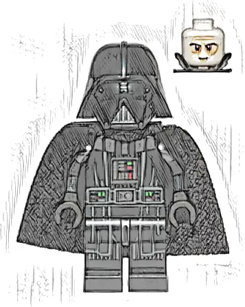 Darth Vader - Printed Arms, Spongy Cape, White Head with Smile