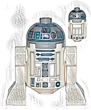 Astromech Droid, R2-D2, Flat Silver Head, Dark Pink Dots, Large Receptor, Back Printing