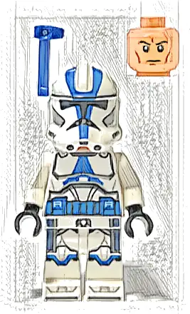 Clone Trooper Officer, 501st Legion (Phase 2) - White Arms, Blue Rangefinder, Nougat Head, Helmet with Holes