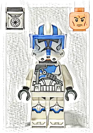 Clone Heavy Trooper, 501st Legion (Phase 2) - White Arms, Blue Visor, Backpack, Nougat Head, Helmet with Holes