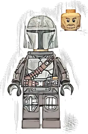 The Mandalorian / Din Djarin / 'Mando' - Silver Beskar Armor, Jet Pack, Helmet with Top Lines