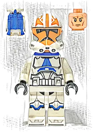 Clone Trooper, 501st Legion, 332nd Company (Phase 2) - Helmet with Holes and Togruta Markings, Blue Jet Pack
