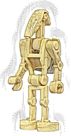 Battle Droid - Tan, Angled Arms, Light Bluish Gray Clip on Back