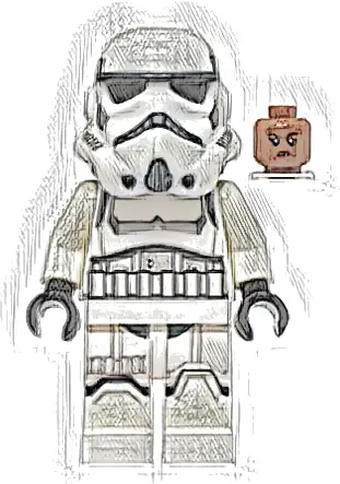 Imperial Stormtrooper - Female, Dual Molded Helmet with Light Bluish Gray Panels on Back, Shoulder Belts, Medium Brown Head