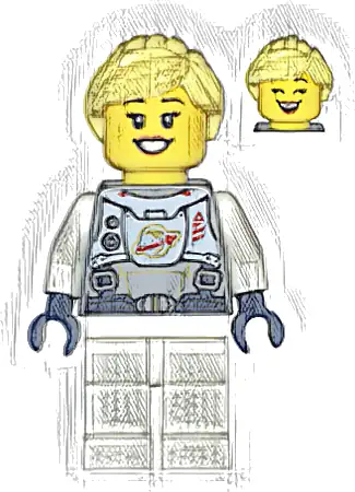 Astronaut - Female, Flat Silver Spacesuit with Harness and White Panel with Classic Space Logo, Bright Light Yellow Hair