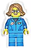 Minifigurka LEGO® twn479 Space Scientist - Female, Dark Azure Jumpsuit, Medium Nougat Hair, Glasses, Open Mouth Smile