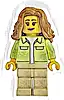 Minifigurka LEGO® twn506 Modern House Resident - Female, Yellowish Green Jacket over White Shirt, Tan Legs, Medium Nougat Hair Wavy