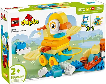 Pudełko zestawu LEGO® 10448 LEGO 10448 Duplo 3 w 1 Zwierzątka na kółkach