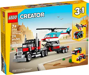 Pudełko zestawu LEGO® 31146 LEGO 31146 Creator 3 w 1 Ciężarówka z platformą i helikopterem