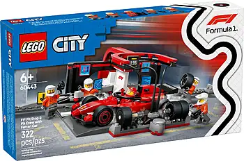 Pudełko zestawu LEGO® 60443 LEGO 60443 City F1 Pit stop i mechanicy z bolidem Ferrari