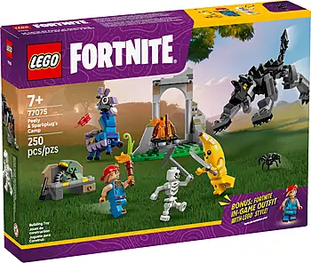 Pudełko zestawu LEGO® 77075 LEGO 77075 Fortnite Skórek i Iskra oraz obóz