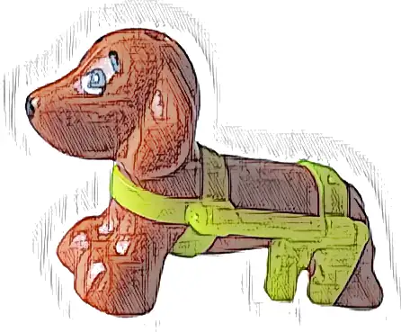 Dog, Friends Style, Dachshund with Molded Neon Yellow Wheelchair Harness and Printed Eyes and Black Nose Pattern (Pickle)