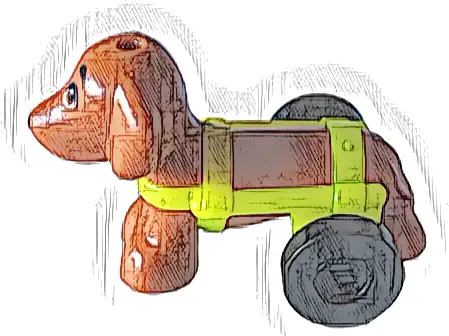 Dog, Friends, Dachshund with Neon Yellow Wheelchair Harness with Black Wheels (Pickle)