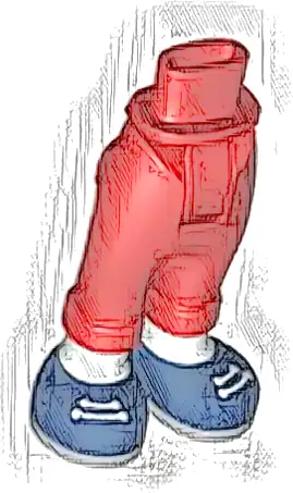 Mini Doll Hips and Trousers with Back Pockets and Cuffs with Molded White Ankles and Feet and Printed Dark Blue Shoes with Laces and Light Bluish Gray Soles Pattern - Thick Hinge