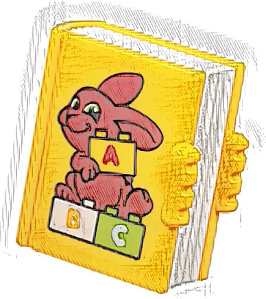 Duplo Utensil Book with Molded White Pages and Printed Red Rabbit with Bright Light Orange, Lime and White 'A, B, C' Alphabet Bricks Pattern